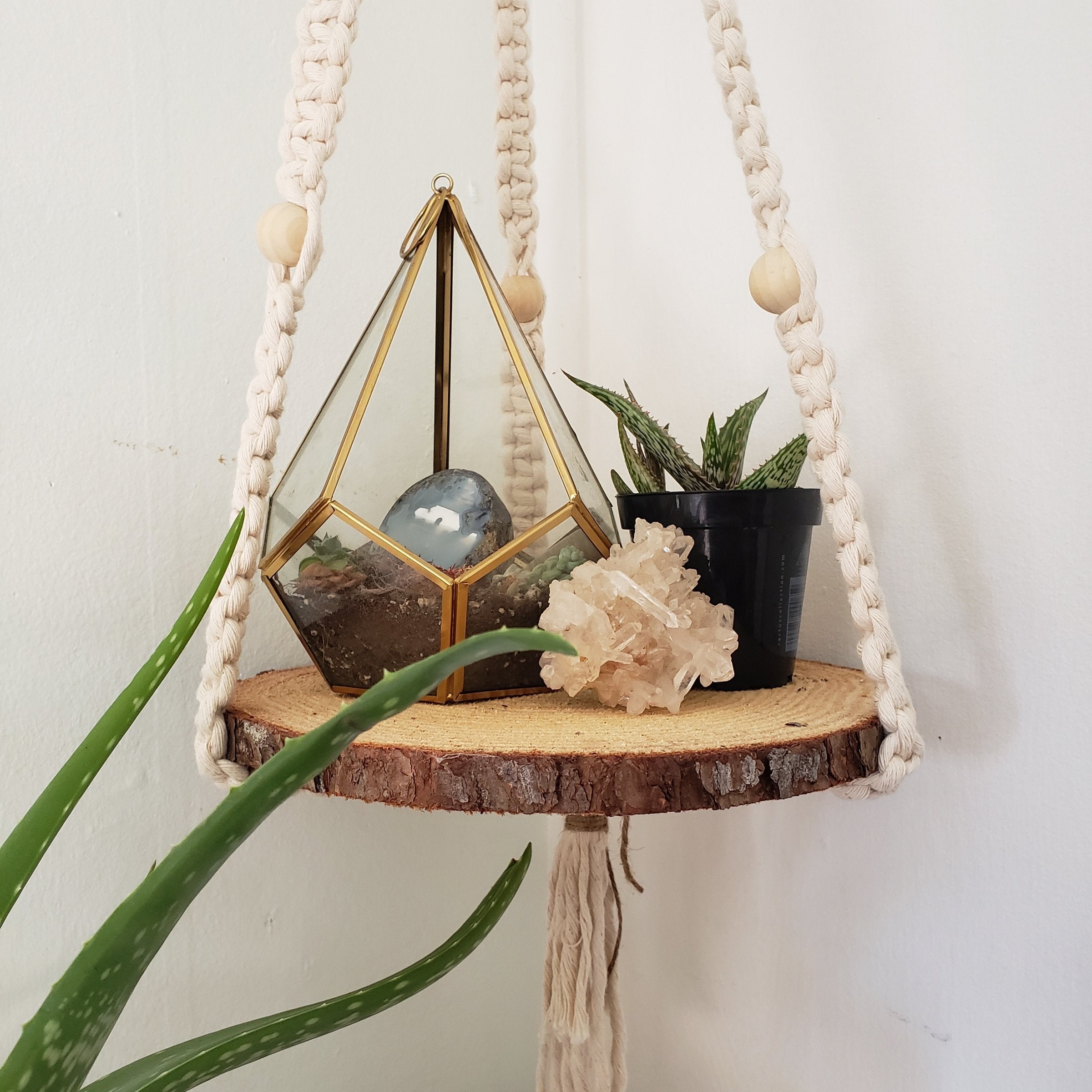 Macrame Wood Plant Shelf